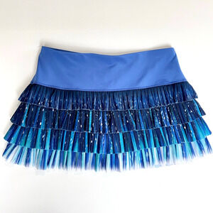 Lucky in Love Blue Pleated Tennis Skort Tiered Ruffle Athletic Skirt Size M 8–10